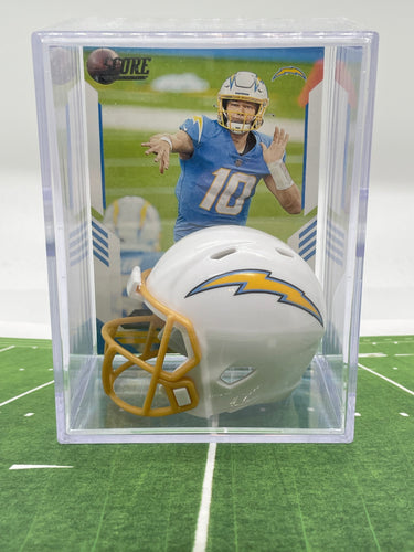 Los Angeles Chargers NFL mini helmet shadowbox w/ player card - Super Fan Cave