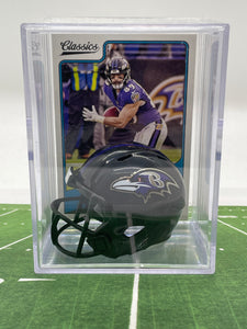 Baltimore Ravens mini helmet shadowbox w/ player card - Super Fan Cave