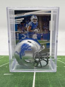 Detroit Lions mini helmet shadowbox w/ player card - Super Fan Cave