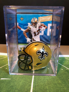 New Orleans Saints NFL mini helmet shadowbox w/ player card - Super Fan Cave