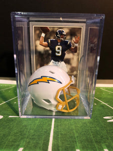 Los Angeles Chargers NFL mini helmet shadowbox w/ player card - Super Fan Cave