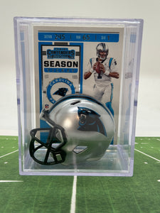 Carolina Panthers mini helmet shadowbox w/ player card– MASTERBAZ
