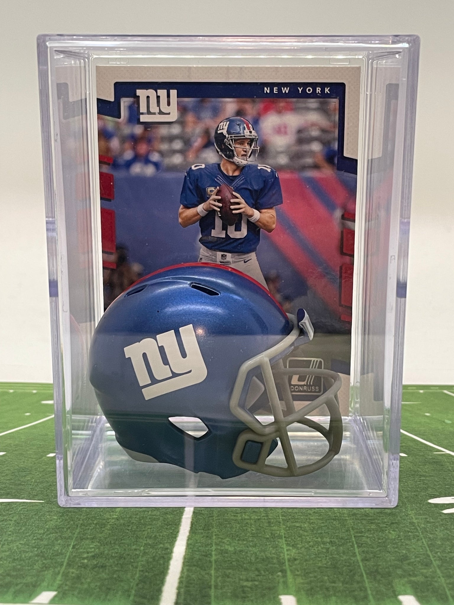 arena football mini helmets New York Giants NFL mini helmet shadowbox w/ player card– MASTERBAZ