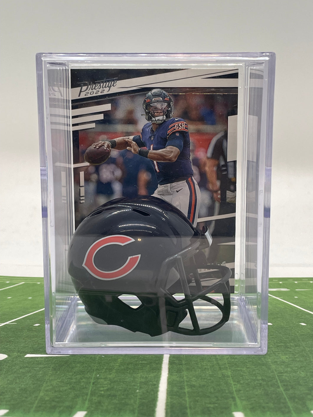 Chicago Bears mini helmet shadowbox w/ player card - Super Fan Cave