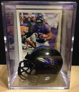 Baltimore Ravens mini helmet shadowbox w/ player card - Super Fan Cave