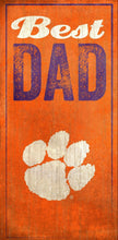 Load image into Gallery viewer, NCAA College Team Logo Wood Sign - BEST DAD 6&quot;x12&quot; - Super Fan Cave