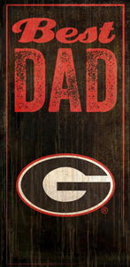 NCAA College Team Logo Wood Sign - BEST DAD 6"x12" - Super Fan Cave