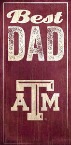 NCAA College Team Logo Wood Sign - BEST DAD 6"x12" - Super Fan Cave
