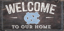 Load image into Gallery viewer, NCAA College Team Logo Wood Sign - WELCOME TO OUR HOME 12&quot;x 6&quot; - Super Fan Cave