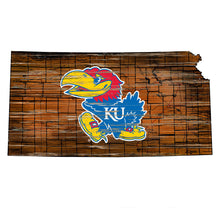 Load image into Gallery viewer, NCAA College Team Logo State Design Wood Sign - Super Fan Cave