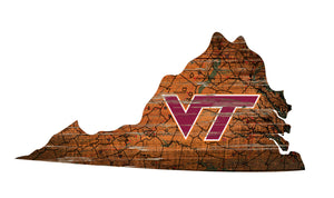 NCAA College Team Logo State Design Wood Sign - Super Fan Cave