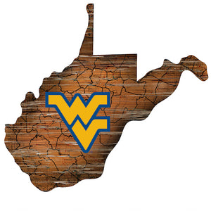 NCAA College Team Logo State Design Wood Sign - Super Fan Cave