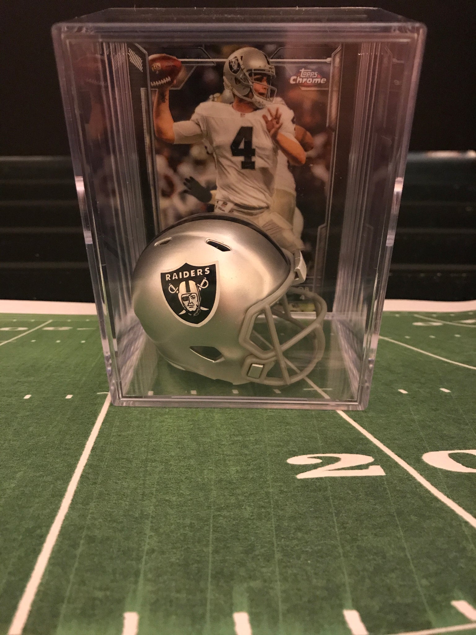 chrome raiders football helmet Las Vegas Raiders NFL mini helmet shadowbox w/ player card– MASTERBAZ