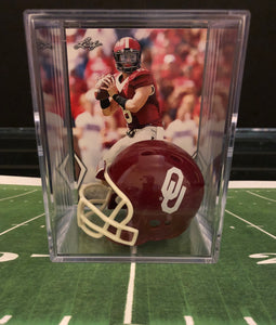 Oklahoma Sooners NCAA mini helmet shadowbox w/ player card - Super Fan Cave