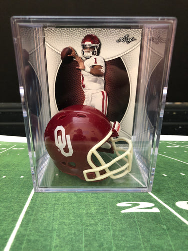 Oklahoma Sooners NCAA mini helmet shadowbox w/ player card - Super Fan Cave