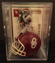 Load image into Gallery viewer, Oklahoma Sooners NCAA mini helmet shadowbox w/ player card - Super Fan Cave