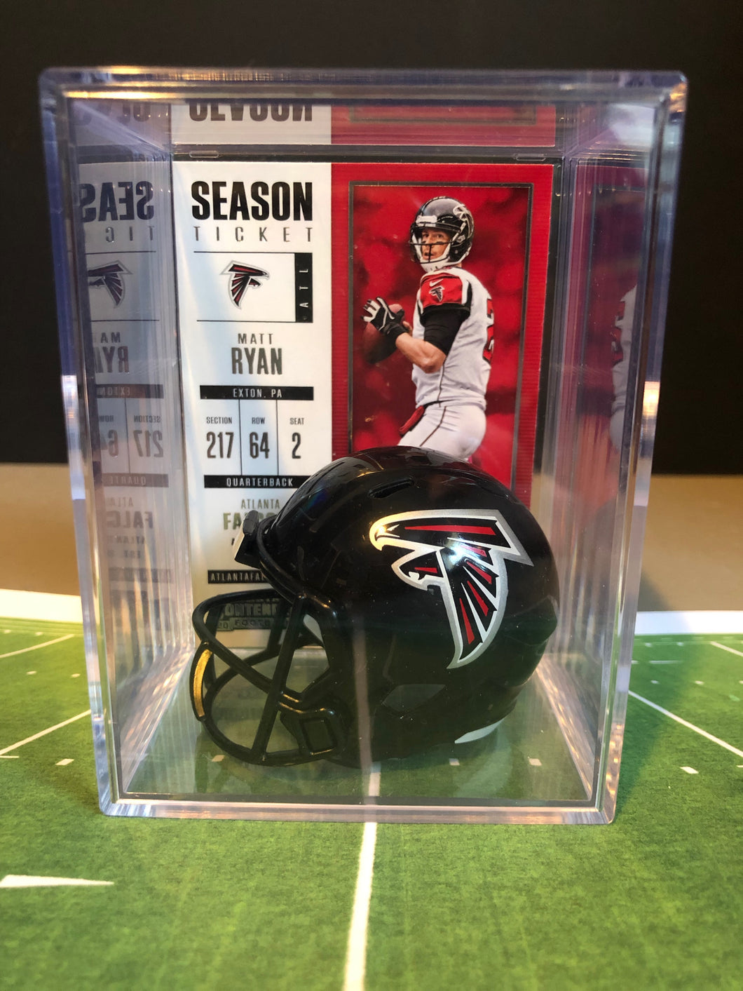 Atlanta Falcons mini helmet shadowbox w/ player card - Super Fan Cave