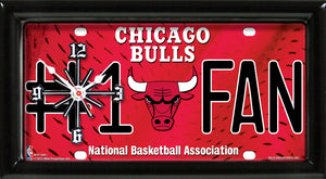 NBA Basketball #1 Fan Team Logo License Plate made Clock - Super Fan Cave