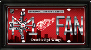 NHL Hockey #1 Fan Team Logo License Plate made Clock - Super Fan Cave