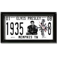 Load image into Gallery viewer, Elvis Presley License Plate made Clock - Super Fan Cave