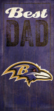 Load image into Gallery viewer, NFL Team Logo Wood Sign - Best Dad 6&quot;x12&quot; - Super Fan Cave
