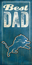 Load image into Gallery viewer, NFL Team Logo Wood Sign - Best Dad 6&quot;x12&quot; - Super Fan Cave