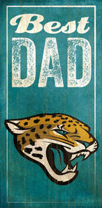 NFL Team Logo Wood Sign - Best Dad 6"x12" - Super Fan Cave