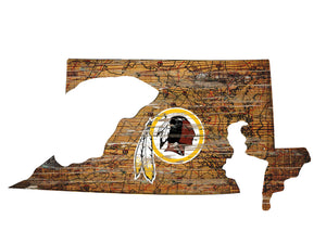 NFL Team Logo State Design Wood Sign - Super Fan Cave