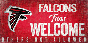 NFL Team Logo Wood Sign - Fans Welcome 12"x6" - Super Fan Cave