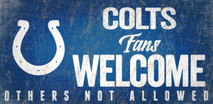 NFL Team Logo Wood Sign - Fans Welcome 12"x6" - Super Fan Cave