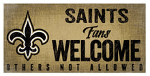 Load image into Gallery viewer, NFL Team Logo Wood Sign - Fans Welcome 12&quot;x6&quot; - Super Fan Cave
